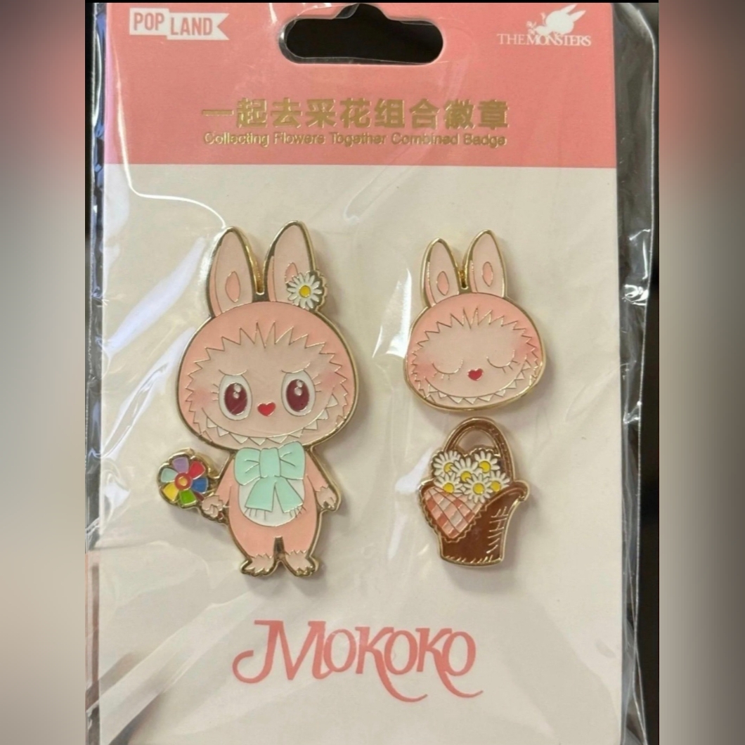 Mokoko Collecting Flowers Combined Badge Set Pop Land Limited